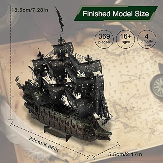 METAL 3D PUZZLES FOR ADULTS, FLYING DUTCHMAN PIRATE SHIP MODEL KITS, 3D WATERCRAFT MODEL BUILDING KIT, DIY CRAFT KITS DIFFICULT 3D PUZZLES FOR FAMILY TIME, GREAT CHRISTMAS BIRTHDAY GIFTS - Image 4